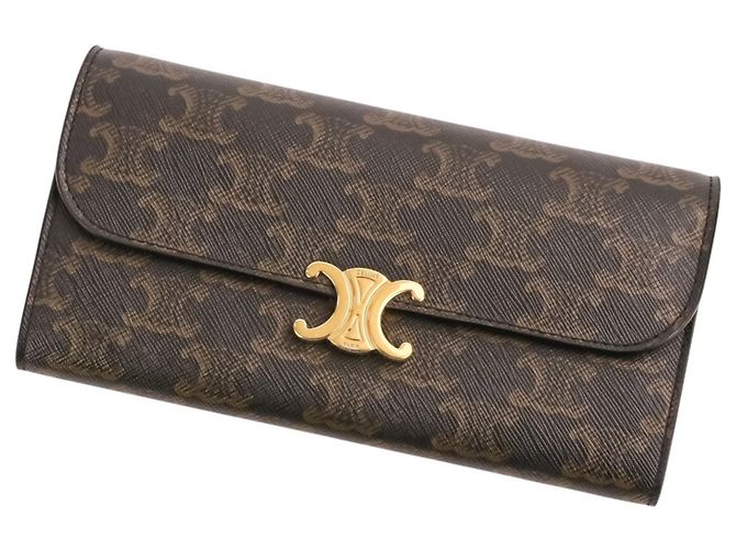 Céline Celine Triomphe Hardware Long Wallet Brown