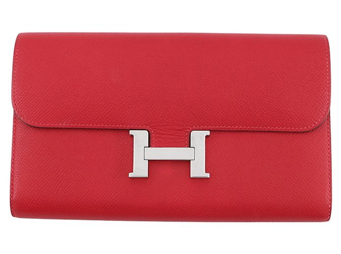 Hermès Portafoglio lungo Hermes Constance in Rouge Casaque Rosso