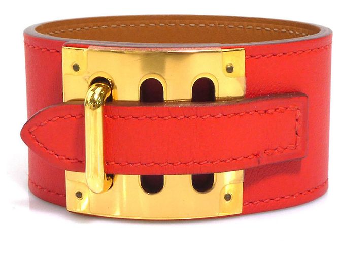 Bracciale Charm Hermès in Arancione Rosso e Oro D'oro