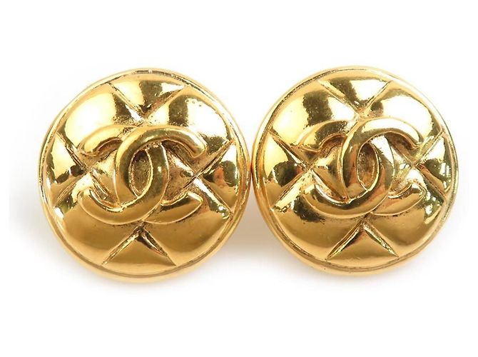 Orecchini a clip dorati Chanel con design Coco Mark D'oro