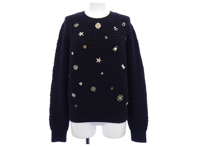 Timeless Chanel Kaschmir-Strickoberteil Schwarz