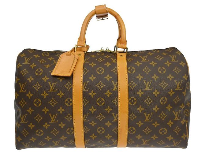 Bolsa Keepall Louis Vuitton em canvas Monogram 45 Marrom