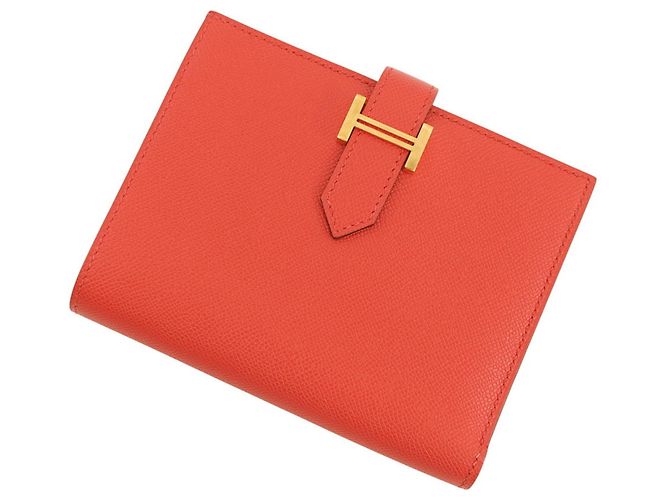 Hermès Cartera Bi-fold Hermes Bearn Compact Rouge Pivoine