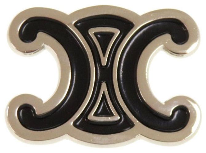 Céline Celine Triomphe Brosche Schwarz Silber