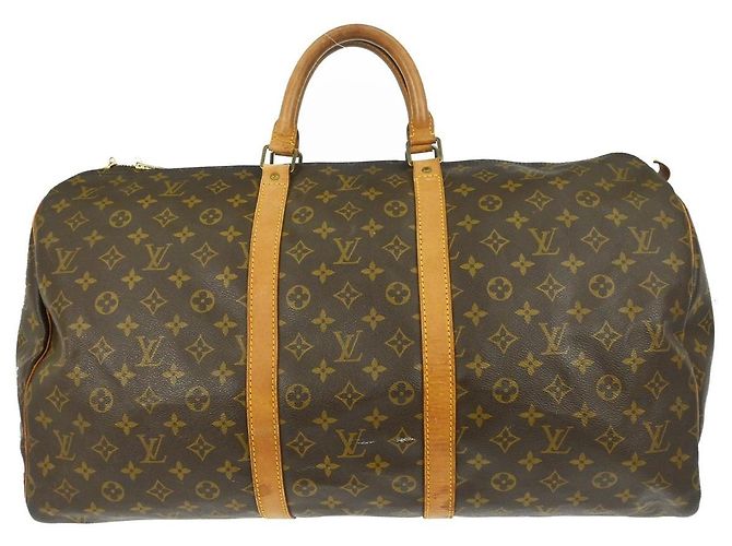 Sac Keepall Louis Vuitton Monogram Canvas 55 Marron
