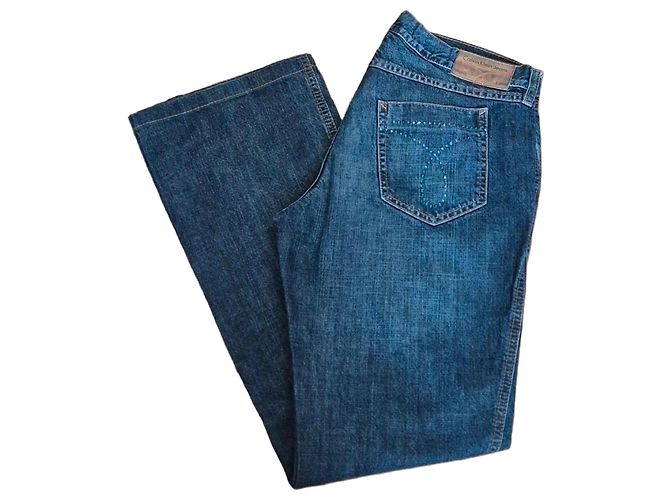 Calvin Klein Jeans - Jeans Bootcut Denim Blu con Strass