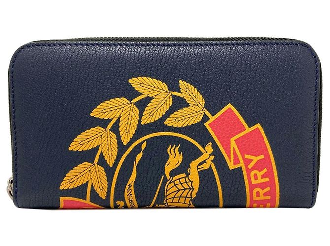 Burberry Leather Long Wallet Navy blue