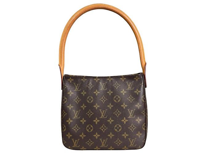Bolso de hombro Louis Vuitton Looping MM Monogram Castaño