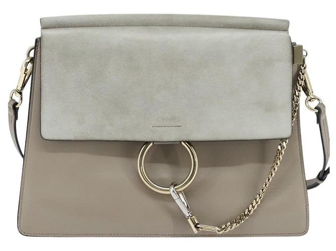 Chloé Chloe Faye en cuir et daim Medium Marron
