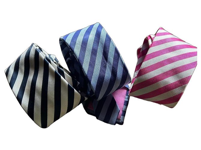 Autre Marque Set di 3 cravatte in seta Victoire Arthur Nero Rosa Bianco Blu Bianco sporco Blu chiaro Fuschia