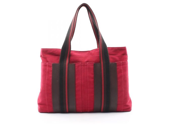 Hermès Bolsa Tote Hermes Troca Horizontal MM Marrom Vermelho