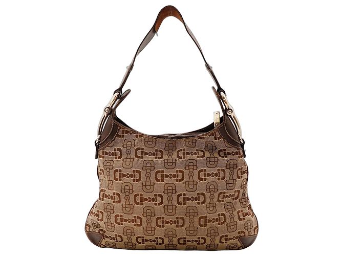 Gucci Monogram Canvas Hobo Bag Brown