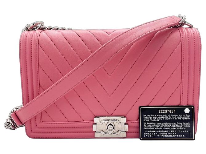 Bolsa Chanel Boy Flap Couro Rosa