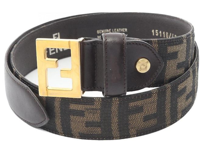 Cinto Fendi Zucca com fivela Gold Hardware Marrom