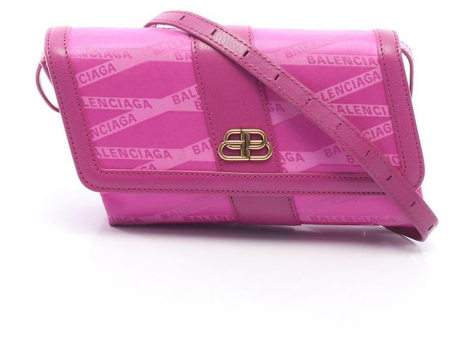 Carteira Monogram Shift com alça Balenciaga Rosa