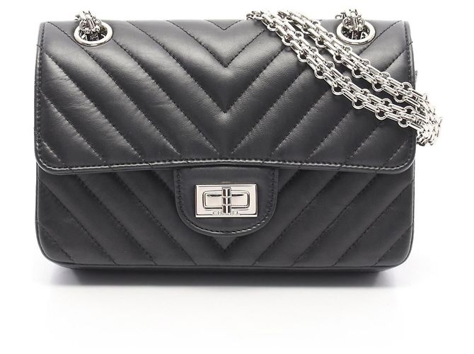 Borsa a Spalla Chanel 2.55 V-stitch Chevron Nero