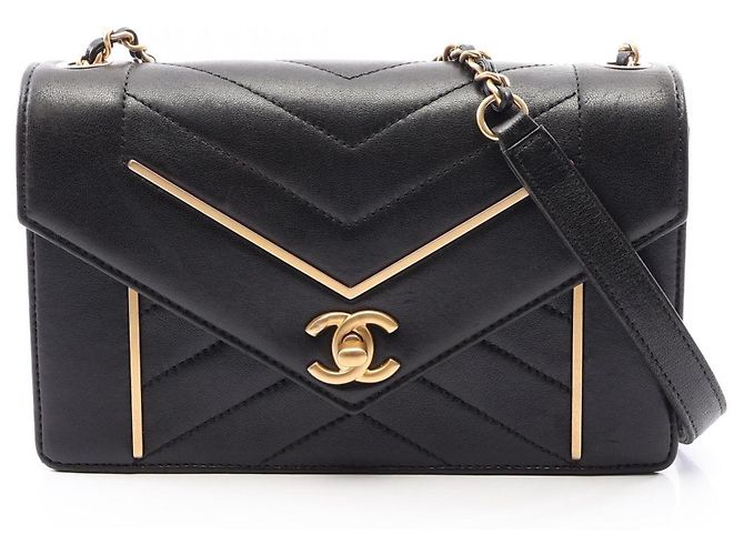Mini borsa a tracolla Chanel V-Stitch Nero