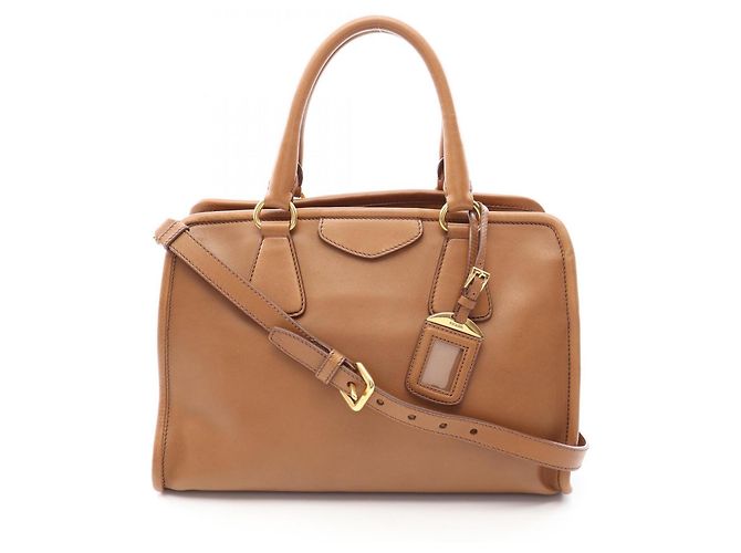 Borsa 2 Way in vitello City Prada Marrone
