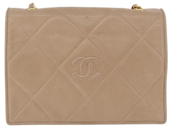 Chanel Flap Chain Leather Beige