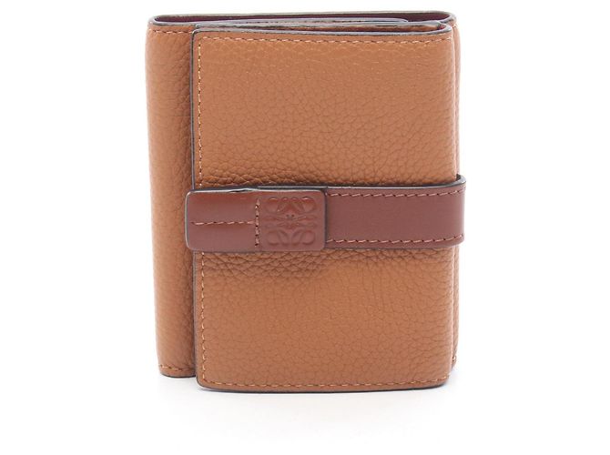 Cartera tríptica de cuero marrón Loewe Castaño