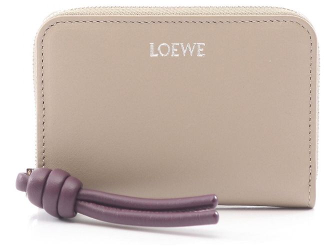 Porta-moedas com fecho de correr em pele bege Loewe