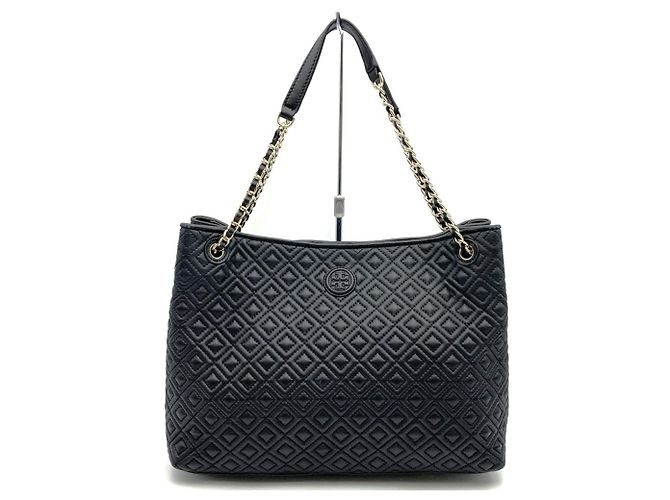 Bolsa Tote de couro preto Tory Burch
