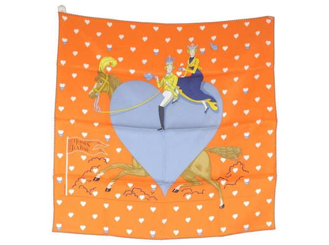 Foulard in seta Hermès Carre 70 Teatime Arancione