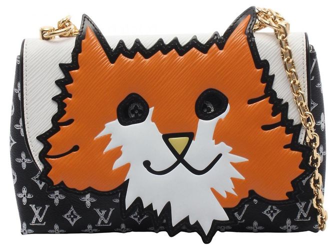 Bolsa de Ombro Louis Vuitton Catgram Preto Branco Multicor
