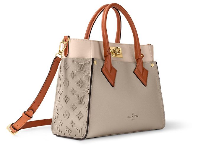 Louis Vuitton Bolsa On My Side Cinza Galet Marrom Bege