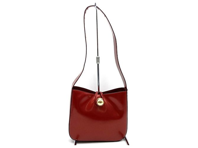 Céline Celine Red Enamel Leather Shoulder Bag