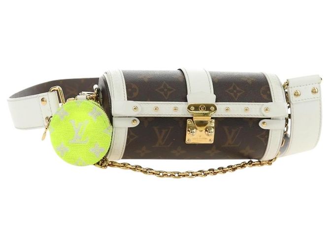 LOUIS VUITTON Bolsa de Ombro Baú Monogram Papillon Branco M81485 LV Auth 184393SM