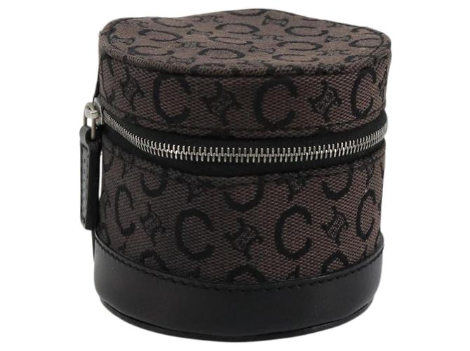 Céline Pochette CELINE C Macadam Canvas PVC Pelle Marrone Oro Auth 184972A D'oro