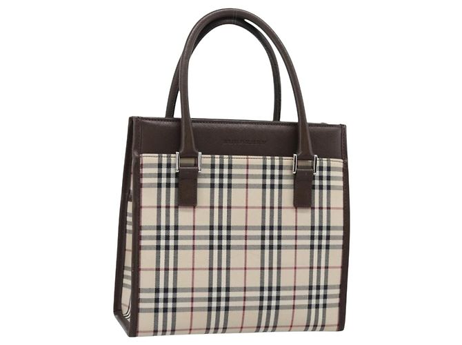Borsa BURBERRY Nova Check in tela nera e argento Auth ep14880 Nero