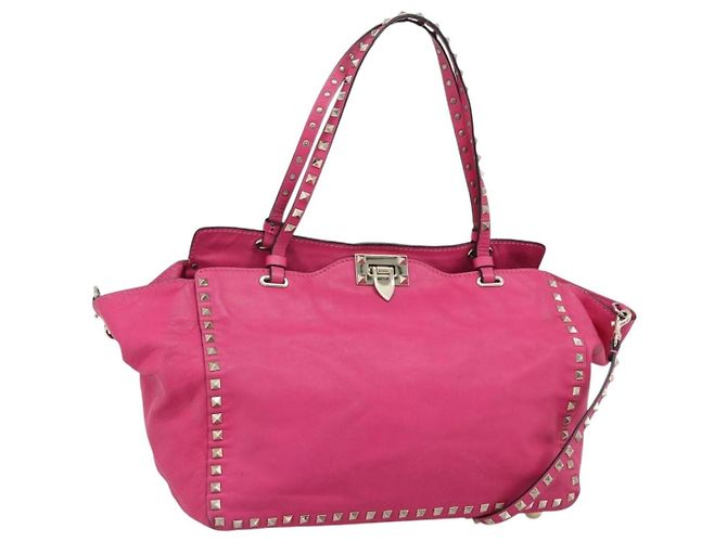 Sac cabas VALENTINO Studs en cuir 2way Rose Or Auth BA13295