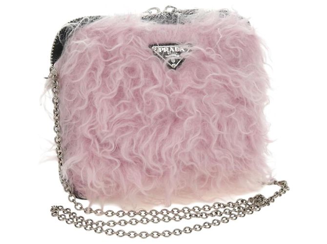 Bolso de Hombro con Cadena PRADA de Piel Rosa Plata 184728SAM