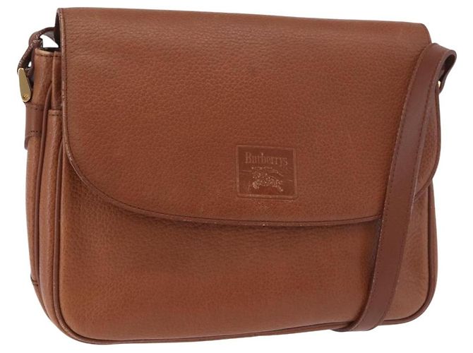 Bolsa de Ombro Burberry em Couro Marrom Ouro Auth ep14772
