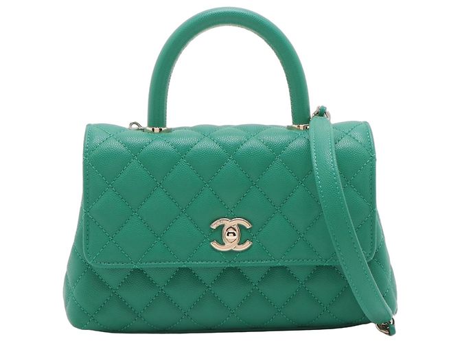 Timeless Chanel Borsa a mano e a tracolla piccola in pelle caviar Coco Verde