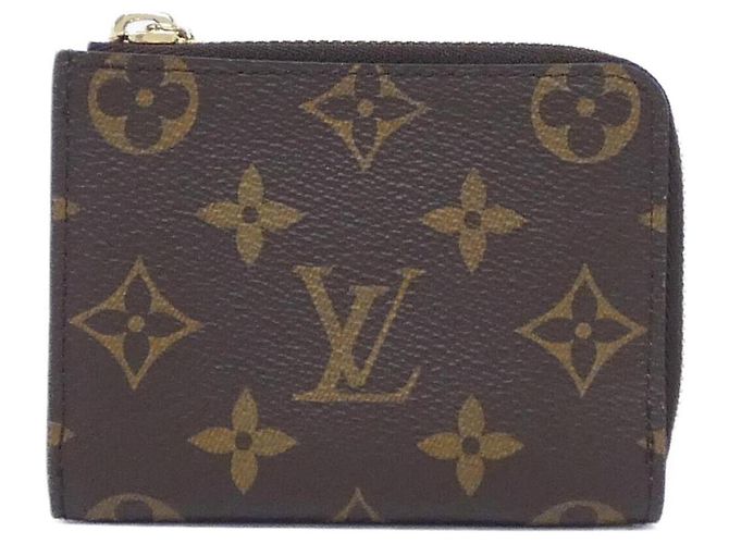 Louis Vuitton Monogram Portefeuille Noir Compact Wallet Marrom Vermelho