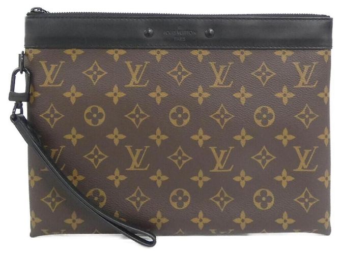 Borsa Louis Vuitton Monogram Macassar Pochette To Go M82079 Marrone Nero
