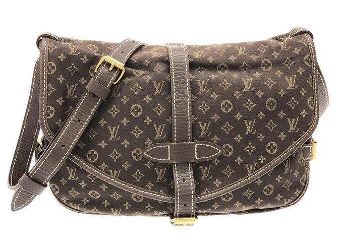 Bolsa de Ombro Louis Vuitton Monogram Mini Lin Saumur Marrom