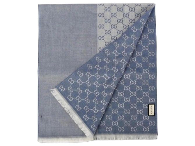 Sciarpa Gucci Monogramma GG Azzurro Blu Blu chiaro