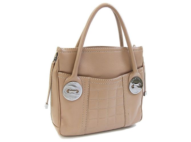 Bolsa Chanel de couro de bezerro granulado bege