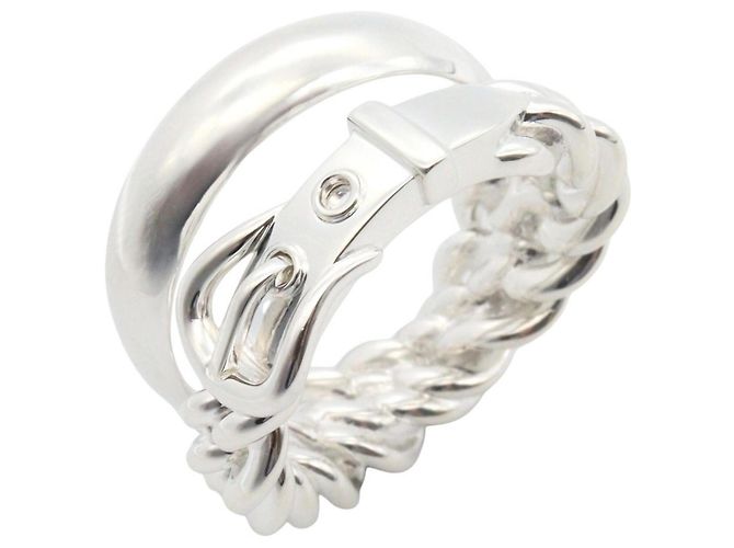 Hermès Hermes HERMES Boucles Sellier Inflexible Ring Silber