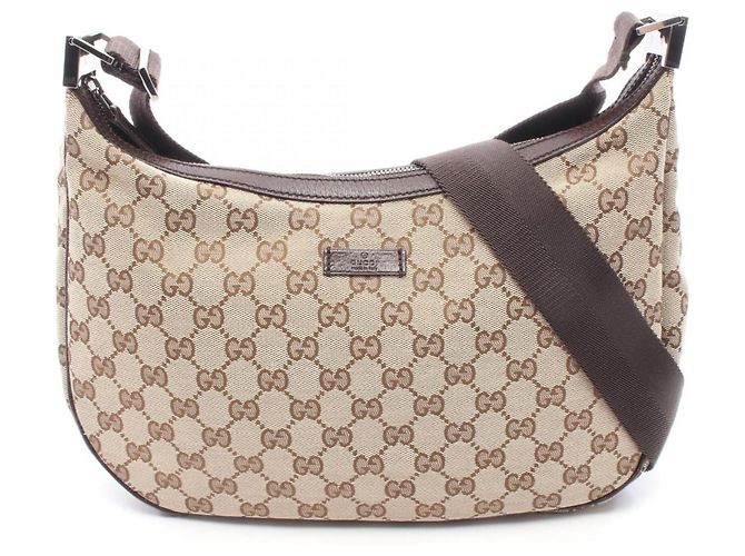 Bolsa de Ombro Gucci GG Canvas Marrom Bege