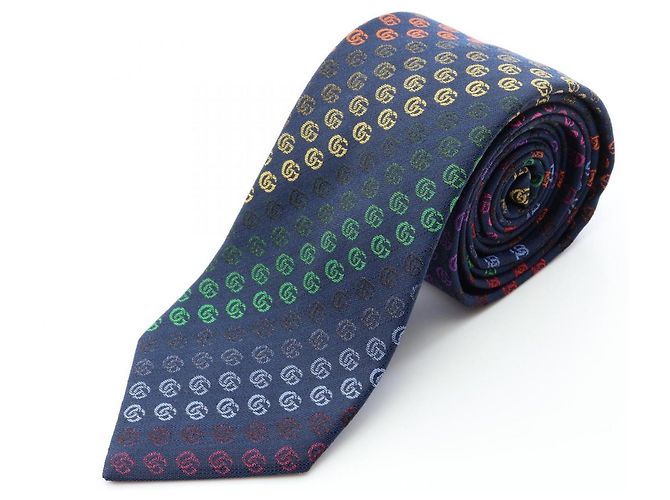 Cravate en soie Gucci Multicolore Bleu Marine