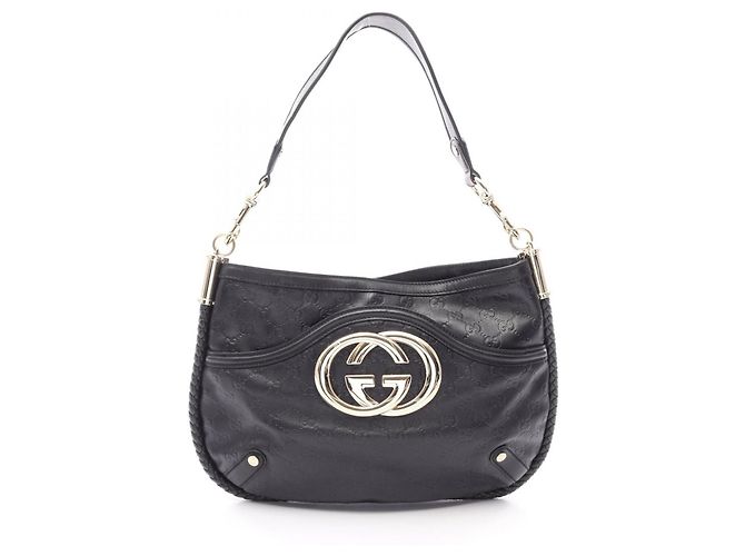 Borsa a tracolla Gucci Interlocking G Guccissima Nero
