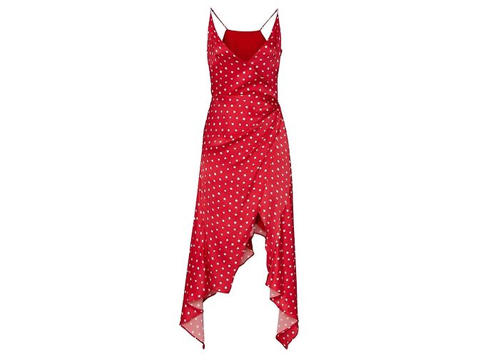 Vestido Slip Haney Olivia Vermelho e Branco com Poá