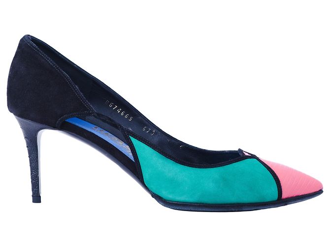 Escarpins Salvatore Ferragamo Fiaba em couro e camurça Multicor