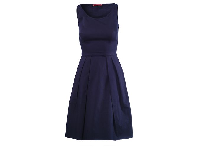 Vestido línea A plisado sin mangas azul marino Prada