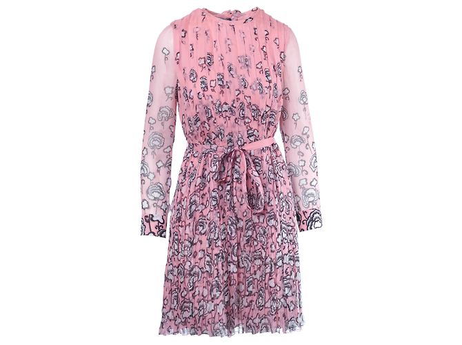 Vestido de manga comprida floral da Prada em rosa